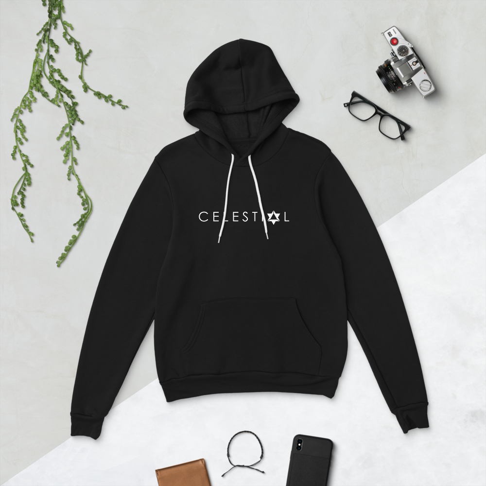 black unisex celestial hoodie